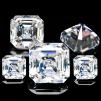 Laboratuvar Yapımı Asscher Kesim Mozanit Taşı 2-11mm DEF Renk VVS Renk Oyunu/Ateş Etkisi ile Takı Yapımı İçin Sertifikalı