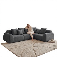 Canapé modulable surdimensionné en velours nuage, sectionnel incurvé, 118' avec chaise longue carrée sans structure, mousse à mémoire de forme compressée, pour appartement