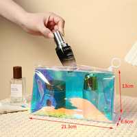 Tas Kosmetik PVC Transparan, Kantong Makeup dengan Ritsleting, Organizer Perlengkapan Mandi Portabel untuk Perjalanan dengan Ring Pull, Berbagai Warna