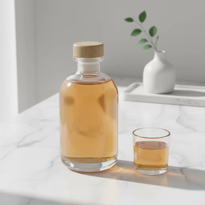 Bouteille en verre transparente de 250 ml, 350 ml, 500 ml pour vin de fruits, vin de framboise, vinaigre, bouteille vide pour vin glacé avec bouchon en bois - Product Image 1