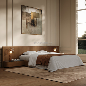 Настраиваемая Современная минималистская мебель для спальни, кровать из цельного дерева размера «Queen-King», удлиненное изголовье, двуспальная кровать, деревянные кровати - Product Image 5