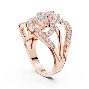 Bague en or rose sertie de diamants, bijou élégant et brillant pour femme, idéale pour les mariages, les fiançailles, les anniversaires et les soirées. - Product Image 1