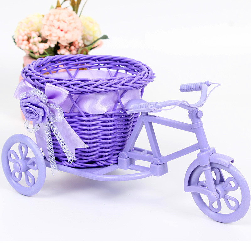 Лидер продаж Amazon, плетеная вручную корзина из ПП/ПЭ ротанга для украшения дома, игрушка, трехколесная корзина для цветов