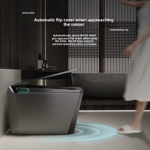 WC intelligent électrique de luxe en céramique, à poser au sol, avec bidet intégré, chauffant, noir, avec télécommande, à évacuation en S - Product Image 3