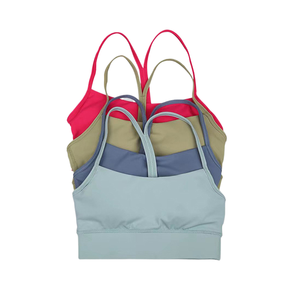 Wholesale Spring and Summer Nude Thin <strong>Straps</strong> Fitness <strong>Bra</strong> Simple Back Sexy Sports Underwear Women Running Halter Yoga - Product Image 1