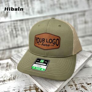 หมวก112ตาข่ายสำหรับผู้ชายหมวกแก๊ปลายปักหนังสำหรับกีฬากลางแจ้งโลโก้ออกแบบได้ตามต้องการ - Product Image 1