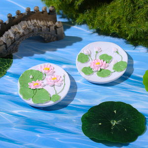 Decoraciones para acuarios en miniatura, discos de flores de loto artificiales, adornos de resina, impermeables, para decoración de peceras - Product Image 3