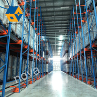 Système de rayonnage automatique à navette à quatre voies pour entrepôt industriel, grand espace, bleu orange, système de rayonnage à palettes à navette