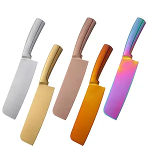 Kitchenware Golden Stainless Steel Professional Chef Chopping Knife Set