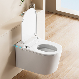WC intelligent mural en céramique avec siège chauffant, design monobloc, évacuation en P, cuvette allongée, style moderne pour la maison 8 - Product Image 5