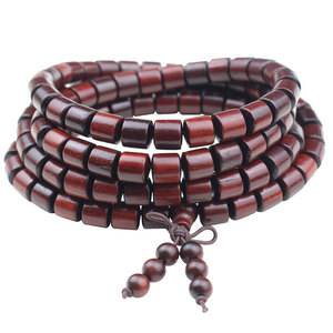 <b>Small</b> Leaf Sandalwood 108 Bead Barrel Prayer Bracelet Buddhist Unisex Jewelry Religious Ceremony <b>Gift</b> - Product Image 5