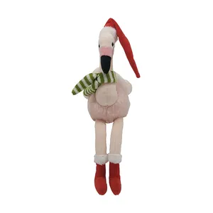 Oem/odm Fabricant chinois Nouveau produit Peluche rouge de Noël Chapeau doux Animal en peluche Flamingo jouets pour enfants pour filles
