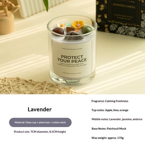 Bougie parfumée artisanale en cire de soja avec fleurs séchées, sans fumée, dans un bocal en verre, pour l'aromathérapie à domicile, en gros - Product Image 6