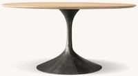 Table de salle à manger ronde en bois massif de luxe, base en forme de tulipe moderne, pour hôtel, villa, projet de mobilier de salle à manger.