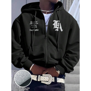 เสื้อฮู้ดผู้ชายแบบกำหนดเองได้ รุ่น Essential Black Tech Fleece ผ้าคอตตอนผสมพรีเมียม ให้ความอบอุ่น สวมใส่สบาย เหมาะสำหรับฤดูหนาว - Product Image 3