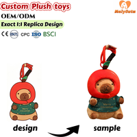 Porte-clés en peluche Capybara de Noël personnalisé, adorable Capybara en peluche avec chapeau pomme, porte-clés OEM ODM, jouet en peluche personnalisé