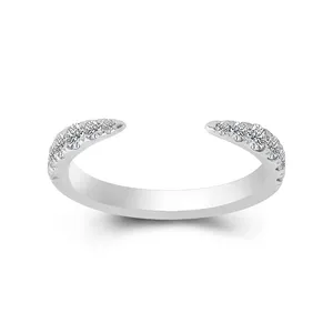 Open initial ring with moissanite diamond for young girls daily wearing