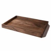 Plateau Ottoman Extra Large Plateaux en bois de noyer noir avec poignées Plateau de service en bois de petit-déjeuner rectangulaire en bois massif