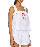 Ensemble deux pièces personnalisé avec logo, débardeur et short contrastants, tenue décontractée, pyjama pour femme