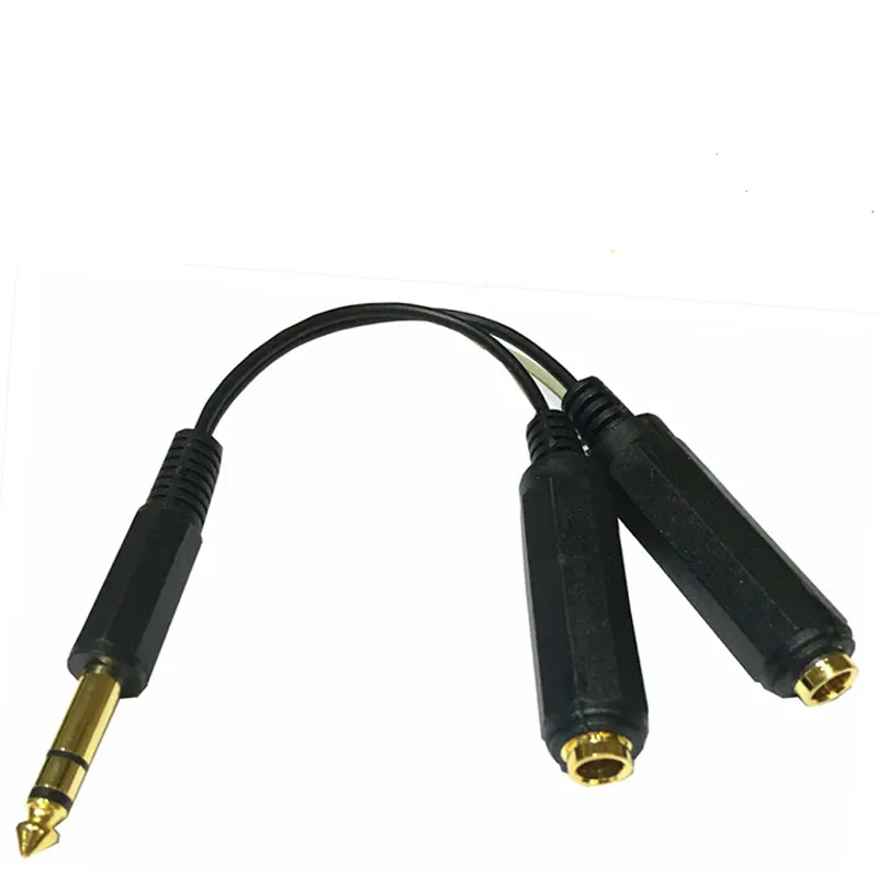 Sampel Gratis TS Ke TRS 6.35Mm Male Ke 2 Dual Female Ekstensi Kabel Audio Stereo