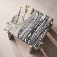 Table basse de luxe minimaliste en marbre naturel à veines uniques, forme libre et irrégulière, pour salon de villa, meuble d'appoint