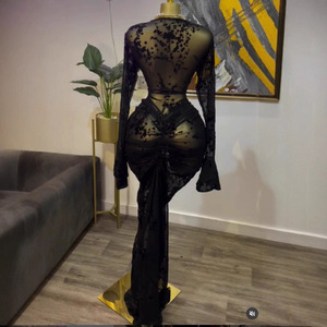 GX6301 Moda 2026 Abiti Eleganti da Donna Primaverili con Scollo a O, <span class=keywords><strong>Maniche</strong></span> <span class=keywords><strong>Lunghe</strong></span> a Campana, Trasparenti, Maxi, con Fodera - Product Image 2