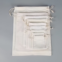 Sac en toile de coton blanc réutilisable avec cordon de serrage, personnalisé, en tissu de mousseline recyclé, tailles S et L, avec logo et double cordon