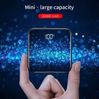 Power Bank cermin Mini LED 20000mah senter ramping, baterai pengisi daya ponsel portabel 10000mah