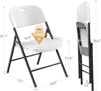 Chaise pliante en plastique robuste, ergonomique et moderne Nazhura 350, avec cadre en acier renforcé, capacité de charge élevée, OEM/ODM, lot de 6.