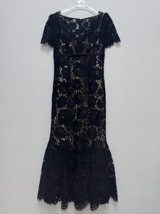 Bettergirl 2025 nouvelle <span class=keywords><strong>robe</strong></span> longue classique noire col en V à manches courtes en <span class=keywords><strong>dentelle</strong></span> queue de poisson - Product Image 5