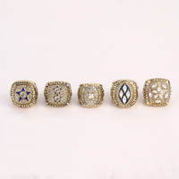 Bague de championnat des Dallas Cowboys en alliage d'argent, ensemble de cinq bagues commémoratives sportives tendance, haute joaillerie pour hommes en or