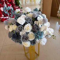 Centerpiece Pernikahan MoKtong Chic Silk 50cm 60cm Bola Bunga Hijau Biru Dongker untuk Meja Buffet