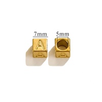 Pendentif carré en acier inoxydable massif imperméable, breloque lettre alphabet anglais, pour décoration de collier d'animal de compagnie, DIY