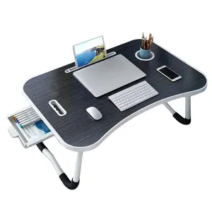 Folding Adjustable Writing Computer Laptop Breakfast Tray Desk Wooden Design Mini Bed Table