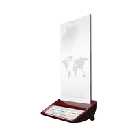 Bouton d'appel de table pour restaurant Freequeue HCM130/150 avec porte-menu, logo et noms de touches personnalisables, en ABS, blanc/rouge/café