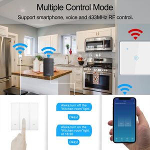 Pour Tuya Smart <span class=keywords><strong>WiFi</strong></span> Touch Light Switch 1/2/3gang Minuterie de cadre en aluminium Google Alexa Smart Home Compatible 10A Max. Remote App Con - Product Image 4