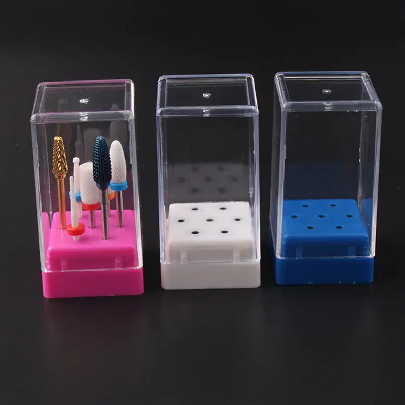 Оптовая продажа, пластиковый карбидный корпус для маникюра, 7 слотов, пустая коробка для хранения инструментов для ногтей