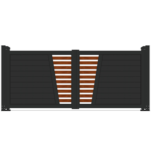 Puerta de aluminio Ace, cercas de jardín de aluminio <span class=keywords><strong>y</strong></span> bisagras de puertas, puerta de entrada de aluminio de doble oscilación <span class=keywords><strong>con</strong></span> listón de <span class=keywords><strong>madera</strong></span> - Product Image 2