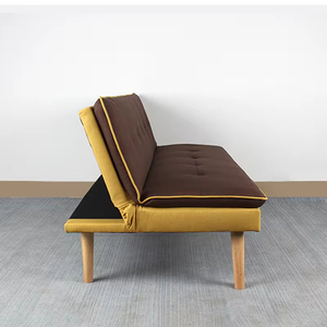 Durable Solid Wood Leg Convertible <b>Sofa</b> Bed Brown Blue Multi Functional <b>Folding</b> Couch for Apartment and Dorm Use - Product Image 2