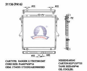 Radiador de aluminio para coche 1726087 1735294 AB398005CC AB398005CD L56615200C para Ford <span class=keywords><strong>Ranger</strong></span> 2019 Mazda T2500 T2600 T3000 T3500 31136 - Product Image 5
