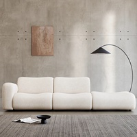 Canapé modulaire multifonctionnel en forme de L HORIZON, série Snowflake, style moderne et simple, tissu en lin noir, garnissage en duvet, pour salon.