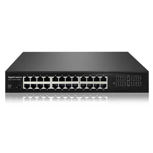 Custom Black Unmanaged 24 Port Desktop Full Gigabit Network Switch Hub Voor Cctv