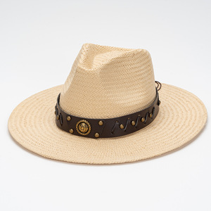 Sombrero de Paja Unisex de Ala Ancha para Verano, Tejido de Paja, Borde Plano, Protección Solar, para Actividades al Aire Libre, Playa, Viajes y Fiestas - Product Image 1