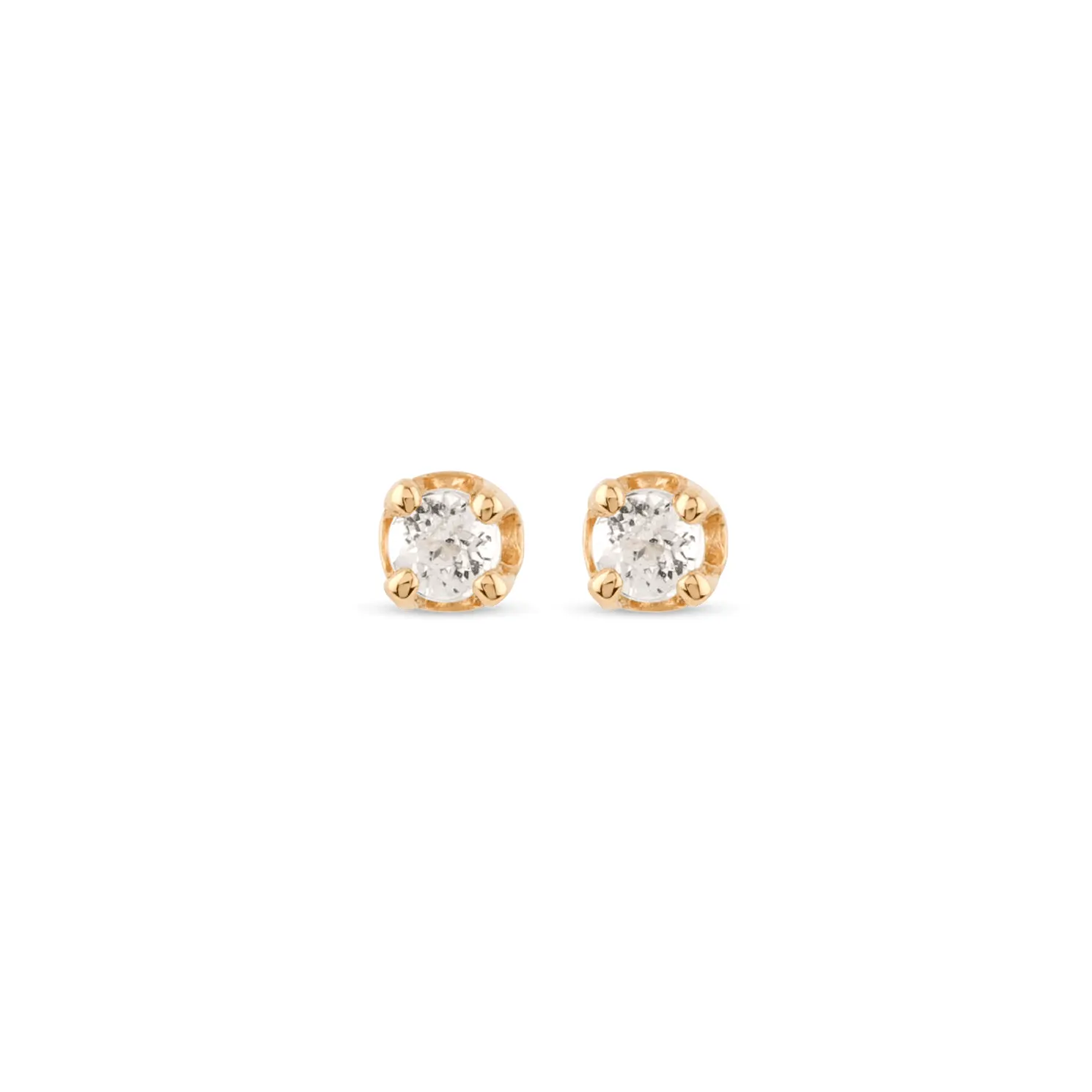 VLOVE Fine Jewelry 14k & 18k Solid Gold Jewelry Earrings Teeny White Topaz Stud