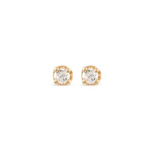 VLOVE Fine Jewelry 14k & 18k Solid Gold Jewelry Earrings Teeny White Topaz Stud
