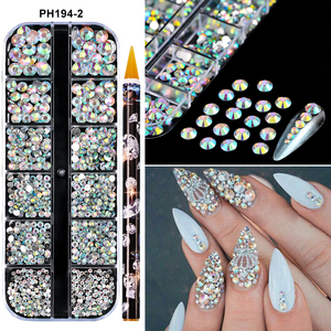 12 grilles de noël <span class=keywords><strong>rouge</strong></span> vert SS6-SS30 mixte ongles <span class=keywords><strong>strass</strong></span> brillant clair/or/rose/bleu diamant plat-dos ongles gemme pierres de verre - Product Image 5