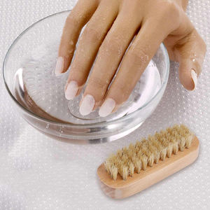 Escova de limpeza de unhas de madeira personalizada por atacado dupla face escova de pó de limpeza de unhas de javali - Product Image 6