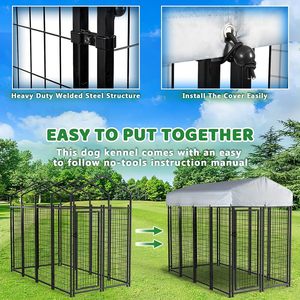 Perrera <span class=keywords><strong>grande</strong></span> <span class=keywords><strong>para</strong></span> perros al aire libre de alta calidad Casa de mascotas de metal fuerte en forma de rectángulo Múltiples tamaños disponibles - Product Image 4