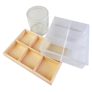 DIY material storage boxes, solid wood boxes <b>with</b> categorized dustproof grids, transparent plastic accessory boxes, and mosaic - Product Image 5