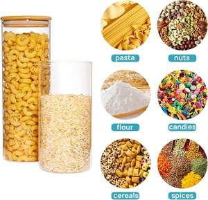 Çay, kahve, un, şeker, şeker, çerez, baharat ve daha fazlası için bambu kapaklı şeffaf cam gıda kutuları - Product Image 6